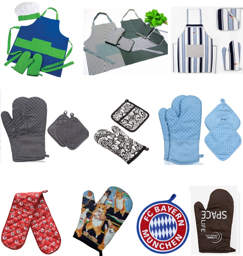 apron silicone oven mitts and pot holders set